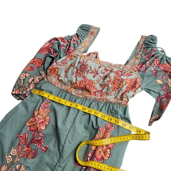 Farm Rio x Anthropologie Puff-Sleeve Square-Neck Romper, Floral, Cotton, Size M - Picture 7 of 11